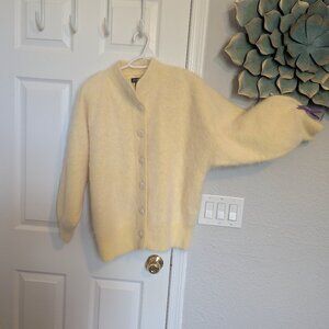 PERFECT 80s High Quality ANGORA Cardigan | Kitten Soft! | L | Buttercup Yellow
